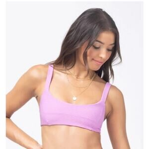 L*Space Jess Bikini Top in Rosebud Pink Ribbed Size Large NWT